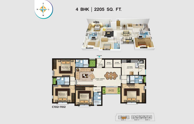 4 BHK | 2205 SQ.FT.